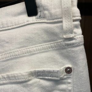 7 For All Mankind High-Waist Ankle Skinny w/ Exposed Button Fly, White - size 27